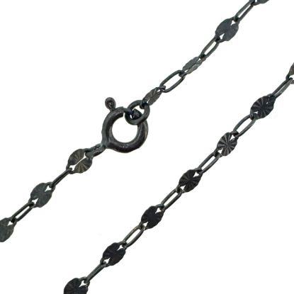 Wholesale Oxidized 925 Sterling Silver Finished Jewlery Chain - Sunburst Paperclip Chain