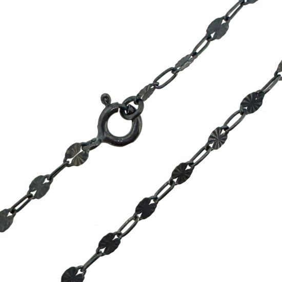 Wholesale Oxidized 925 Sterling Silver Finished Jewlery Chain - Sunburst Paperclip Chain