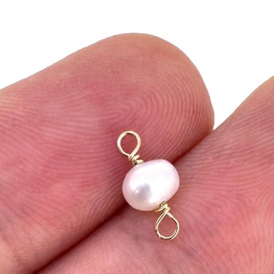 Wholesale 1/20 14K Gold Filled Fresh Water Single Pearl Connectors -4mm (sold per piece)