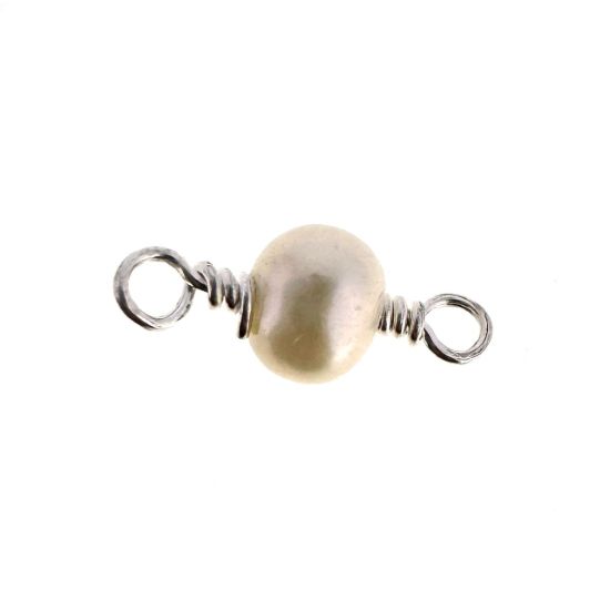 Wholesale 925 Sterling Silver Fresh Water Single Pearl Connectors -4mm (sold per piece)