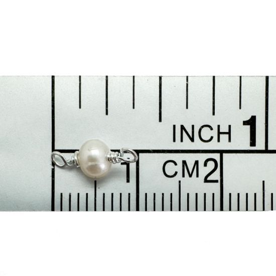 Wholesale 925 Sterling Silver Fresh Water Single Pearl Connectors -4mm (sold per piece)