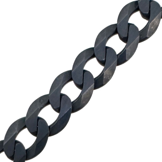 Wholesale Oxidized 925 Sterling Silver Diamond Cut Flat Cuban Curb Chain 4.8mm (sold per foot )