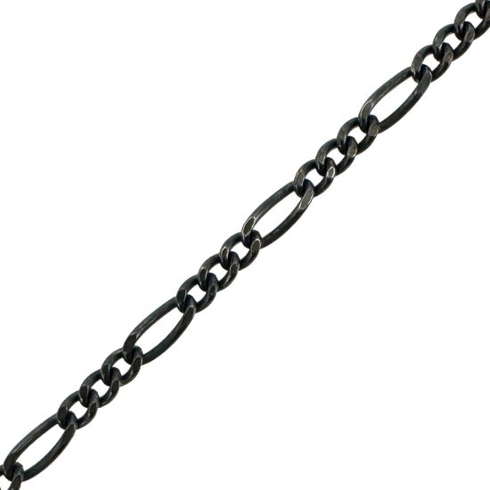 Wholesale Oxidized 925 Sterling Silver Small Figaro Chain 1.4mm  (sold per foot )