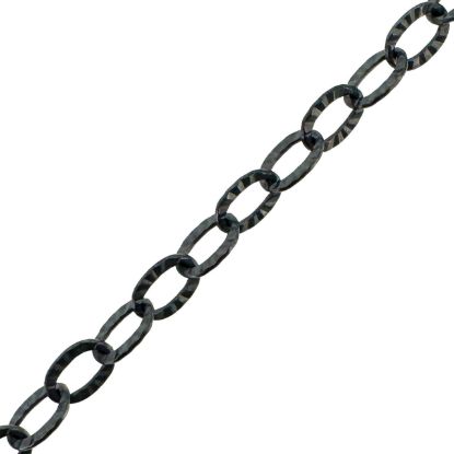 Wholesale Oxidized 925 Sterling Silver Textured Cable Chain 3.2mm by 2.2mm (sold per foot)