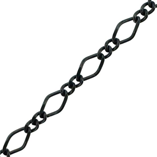 Wholesale Oxidized 925 Sterling Silver Figaro 8 Cable Chain - 4.3mm by 2.3mm (sold per foot)