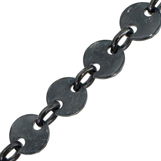 Wholesale Oxidized 925 Sterling Silver Bulk Chain - 4mm Round Sequin Disc Chain by the foot