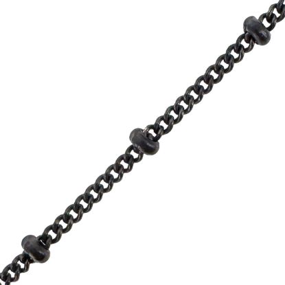 Wholesale Oxidized 925 Sterling Silver Bulk Chain - 1.8mm Ball Curb Satellite Chain (Sold per foot)