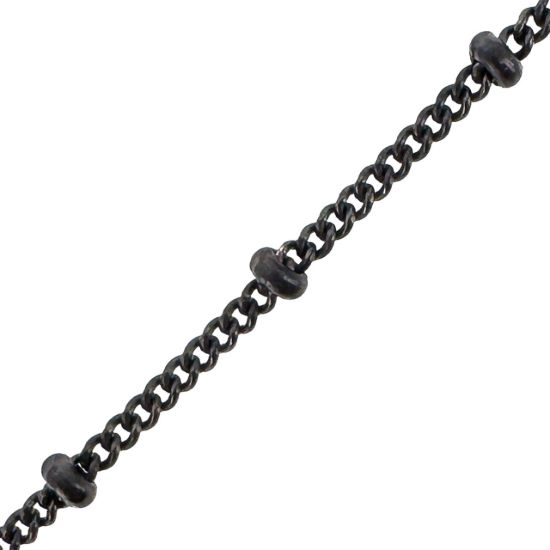 Wholesale Oxidized 925 Sterling Silver Bulk Chain - 1.8mm Ball Curb Satellite Chain (Sold per foot)