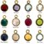 Wholesale Gold Over Sterling Silver Bezel Charm Pendant - 7mm Tiny Circle Shape - Set of 12 Months 