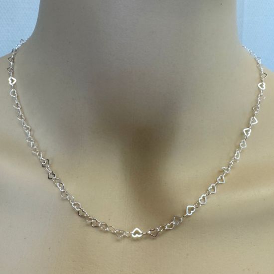 Wholesale Sterling Silver Finished Chain -4.5*2.7mm Flat Heart Finished Chain 