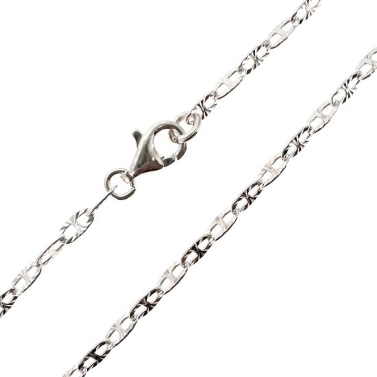 Wholesale 925 Sterling Silver Finished Jewlery Chain - Textured Marina Link Chain