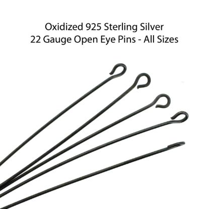 Wholesale Oxidized Sterling Silver Open Eye Headpins - 22Gauge- 1", 1.5" and 2"(50pcs) 