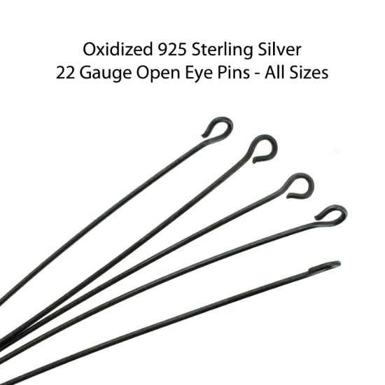 Wholesale Oxidized Sterling Silver Open Eye Headpins - 22Gauge- 1", 1.5" and 2"(50pcs) 