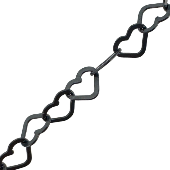 Wholesale Oxidized Sterling Silver Bulk Chain -4.5*2.7mm Flat Heart Chain by the foot