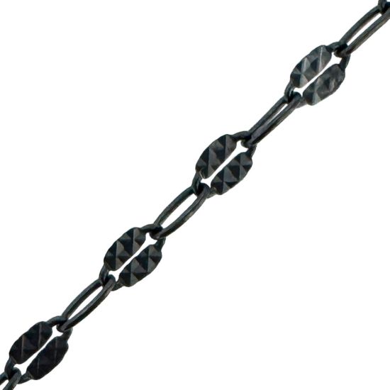 Wholesale Oxidized 925 Sterling Silver Bulk Chain - Textured Fancy Disc with Paperclip - Chain by the foot