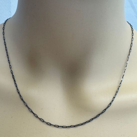 Wholesale Oxidized 925 Sterling Silver Bulk Chain - 1.5x3.5mm Rectangle Box Paperclip Chain (sold per foot)
