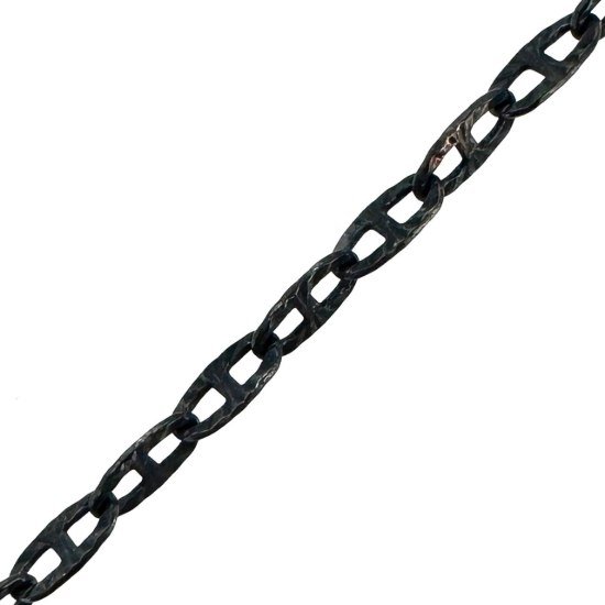 Wholesale Oxidized 925 Sterling Silver Textured Marina link Bulk Chain - Sold by the Foot