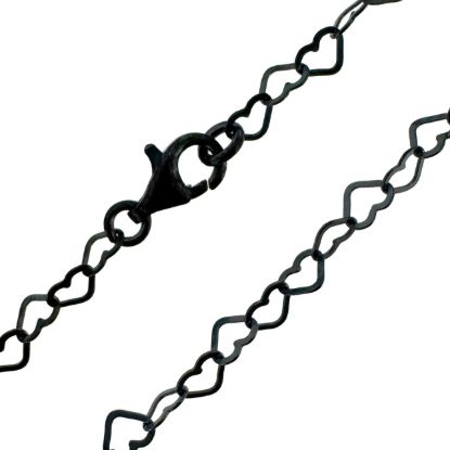 Wholesale Oxidized 925 Sterling Silver Finished Jewelry Chain - 4.5*2.7mm Flat Heart 