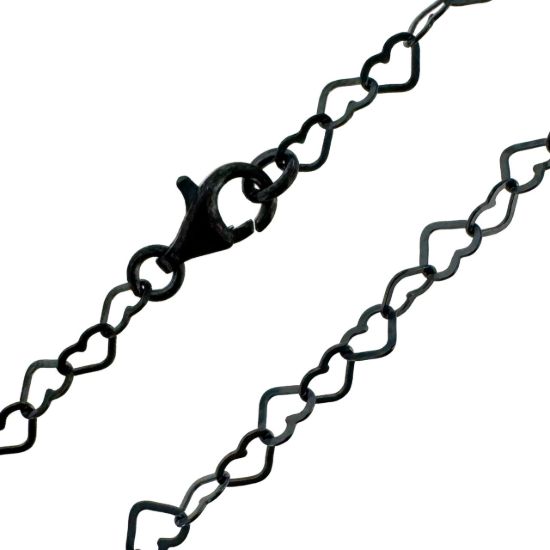 Wholesale Oxidized 925 Sterling Silver Finished Jewelry Chain - 4.5*2.7mm Flat Heart 