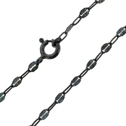Wholesale Oxidized 925 Sterling Silver Finished Jewlery Chain - Textured Disc Paperclip Chain