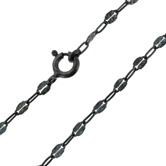 Wholesale Oxidized 925 Sterling Silver Finished Jewlery Chain - Textured Disc Paperclip Chain