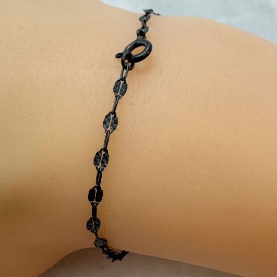 Wholesale Oxidized 925 Sterling Silver Finished Jewlery Chain - Textured Disc Paperclip Chain