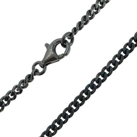 Wholesale Oxidized 925 Sterling Silver Finished Jewlery Chain - Solid Curb Chain