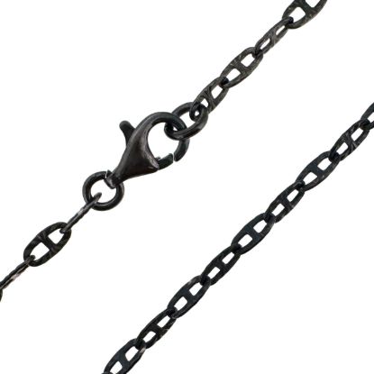 Wholesale Oxidized 925 Sterling Silver Finished Jewlery Chain - Textured Marina Link Chain