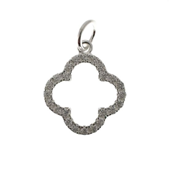 Wholesale 925 Sterling Silver Clover Charm with CZ Stones- 13mm (sold per piece)
