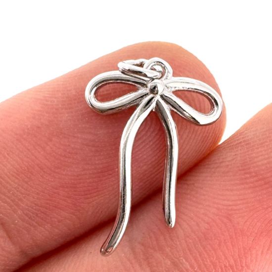 Wholesale 925 Sterling Silver Fancy Bow Charm - 17.5mm (sold per piece)