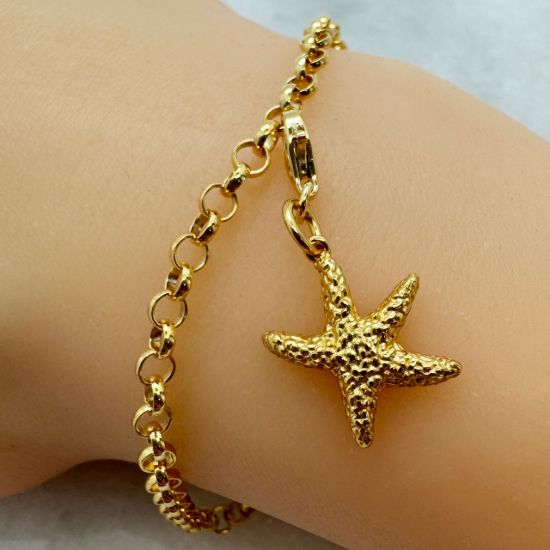 Wholesale Gold Over 925 Sterling Silver Small Textured Starfish Charm  - 15mm (sold per piece)
