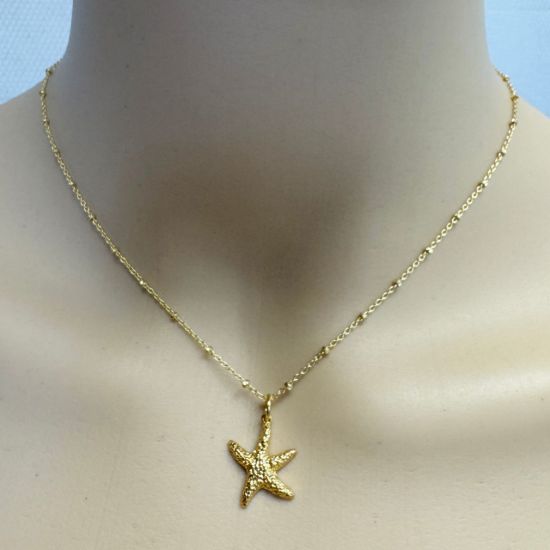 Wholesale Gold Over 925 Sterling Silver Small Textured Starfish Charm  - 15mm (sold per piece)