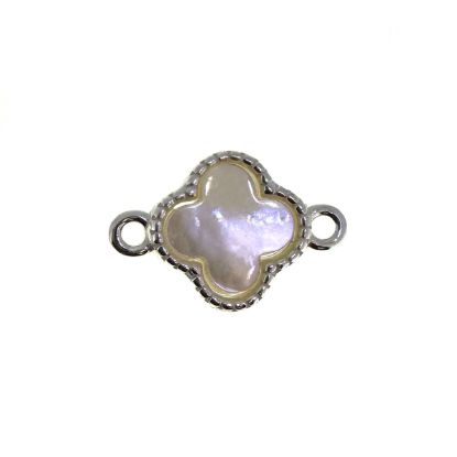 Wholesale 925 Sterling Silver Clover Shaped Mother of Pearl Connector - 7.5mm (sold per piece)