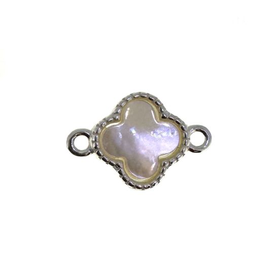 Wholesale 925 Sterling Silver Clover Shaped Mother of Pearl Connector - 7.5mm (sold per piece)