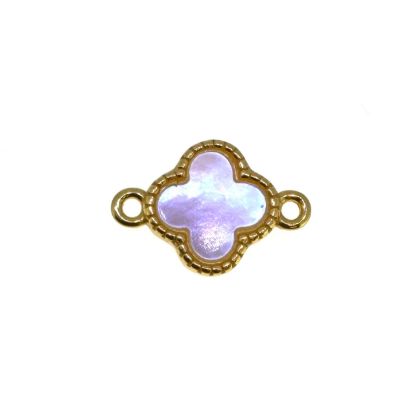Wholesale Gold Over 925 Sterling Silver Clover Shaped Mother of Pearl Connector - 7.5mm (sold per piece)