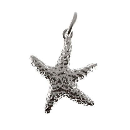 Wholesale 925 Sterling Silver Small Textured Starfish Charm  - 15.5mm (sold per piece)