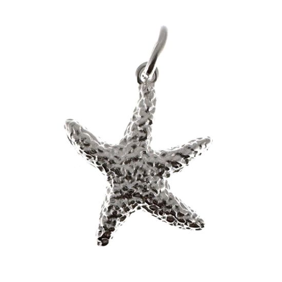 Wholesale 925 Sterling Silver Small Textured Starfish Charm  - 15.5mm (sold per piece)