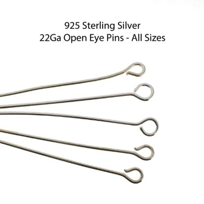 Wholesale Sterling Silver Open Eye Headpins - 22Gauge- 1", 1.5" and 2"(50pcs)