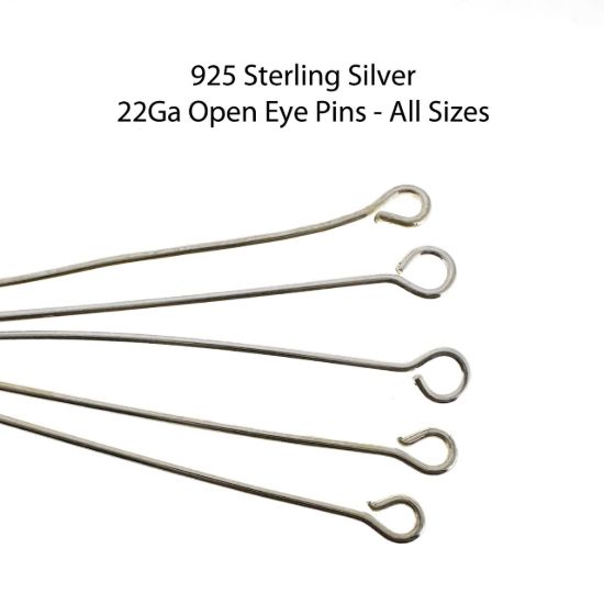 Wholesale Sterling Silver Open Eye Headpins - 22Gauge- 1", 1.5" and 2"(50pcs)