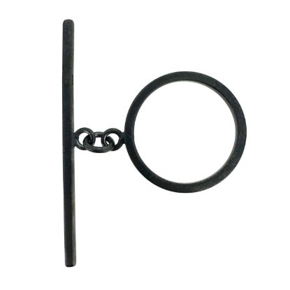 Wholesale Oxidized Sterling Silver Simple Round Toggle with Long Bar 16mm (Sold Per Set)