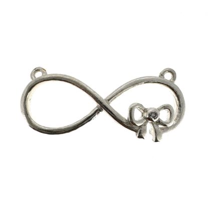 Wholesale 925 Sterling Silver Large Infinity Connector with CZ Stone Bow Pendant (1 pc)