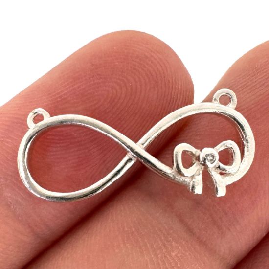Wholesale 925 Sterling Silver Large Infinity Connector with CZ Stone Bow Pendant (1 pc)