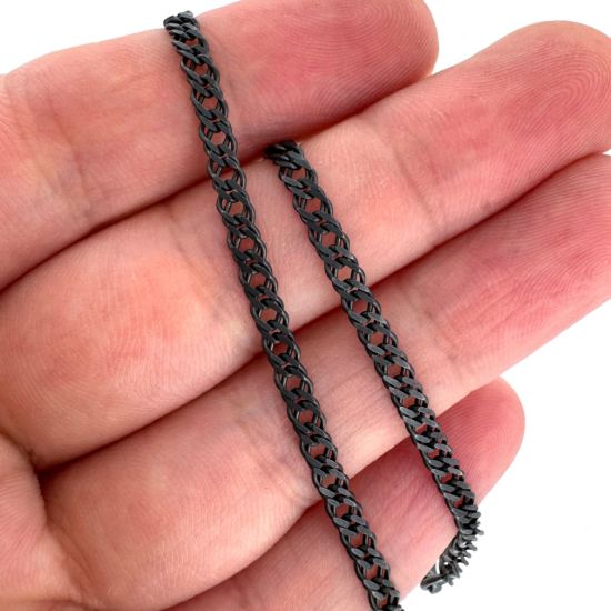 Wholesale Oxidized Sterling Silver Bulk Chain - Double Diamond Cut Curb Chain (sold per foot)