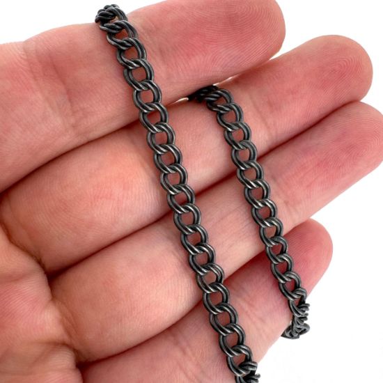 Wholesale Oxidized 925 Sterling Silver Bulk Chain - 4.5X4mm Double Twisted Oval Chain (sold per foot)