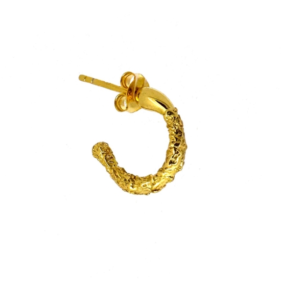 Wholesale Gold Over 925 Sterling Silver Textured Half Hoops - 14mm - Sold Per Pair