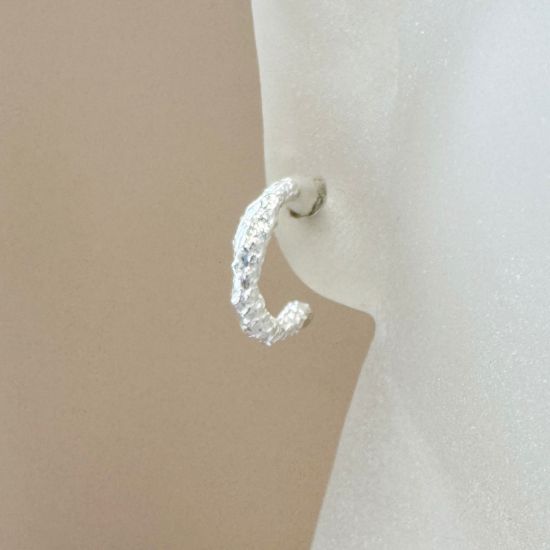 Wholesale 925 Sterling Silver Textured Half Hoops-14mm