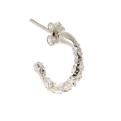 Wholesale 925 Sterling Silver Textured Half Hoops-14mm