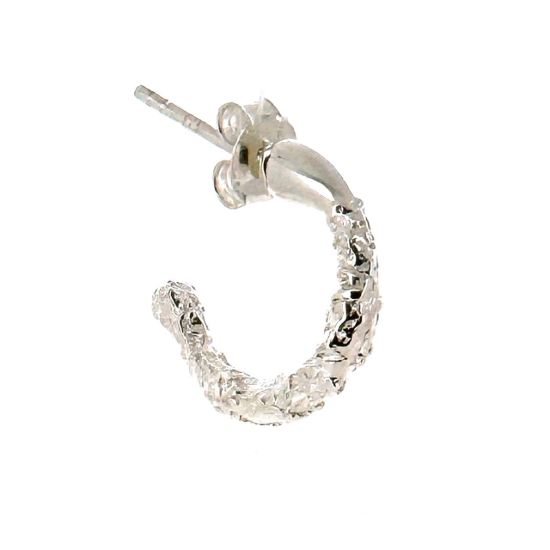 Wholesale 925 Sterling Silver Textured Half Hoops-14mm