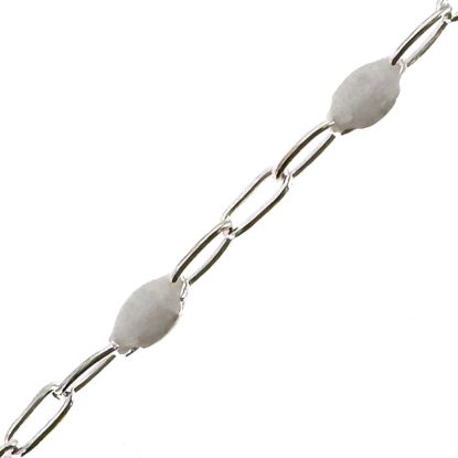 Wholesale 925 Sterling Silver Long Box -1+3 PaperClip Enamel Chain(White Color)--3.6mm by 1.6mm(Sold per foot)