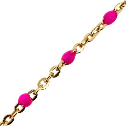 Wholesale 1/20 14K Gold Filled Cable Chain with Pink Enamel Link Bulk Chain - by the Foot